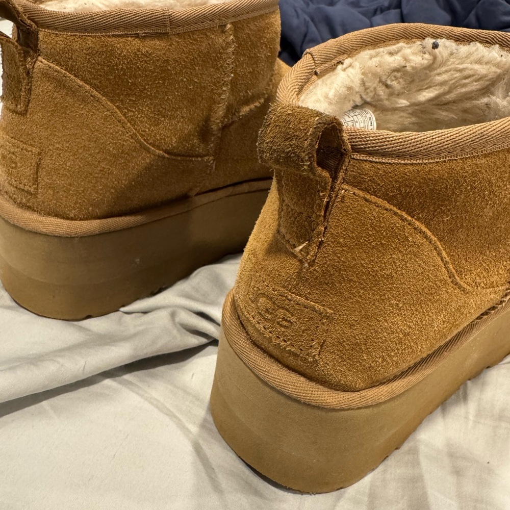 UGG Chestnut Suede Platform Boots